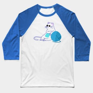 Fat cat with yarn Baseball T-Shirt